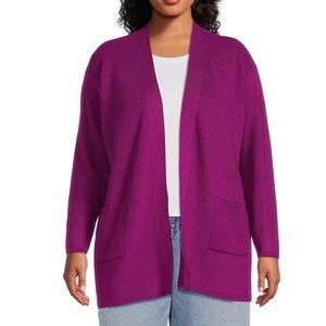 Eileen fisher deep purple cardigan with pockets cotton